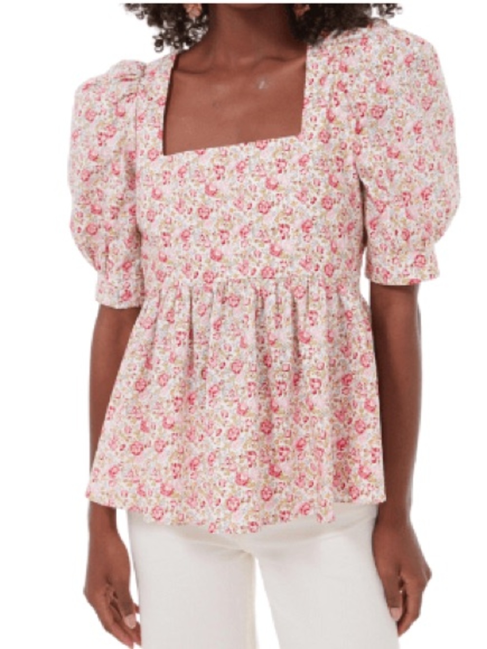 Tuckernuck Hyacinth House XLarge floral flounce short puff sleeve blouse